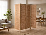 4-Panel Room Divider with Bamboo - Brown