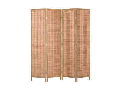 4-Panel Room Divider with Bamboo - Brown