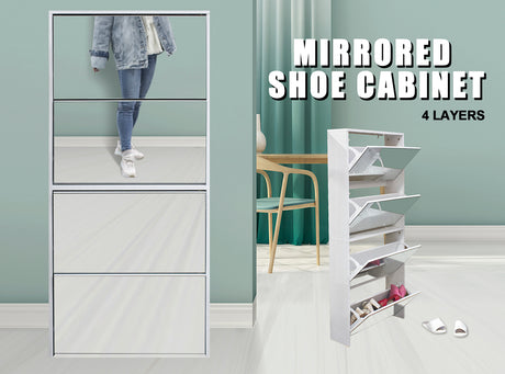 Mirrored Shoe Cabinet 60cm