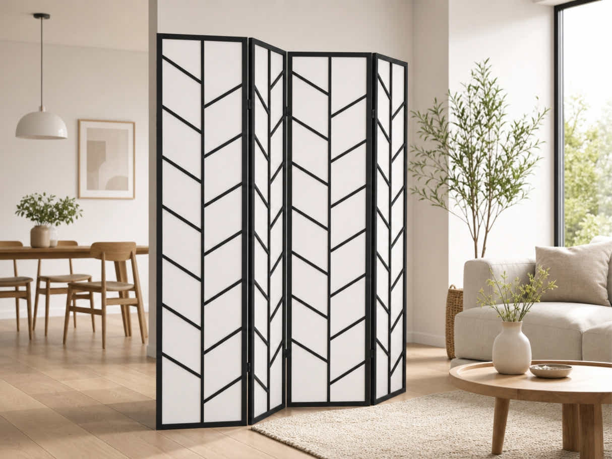 4-Panel Room Divider D P1 - Black