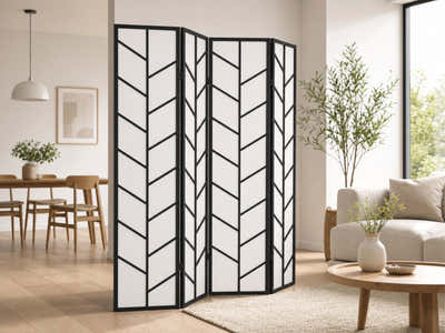 4-Panel Room Divider D P1 - Black