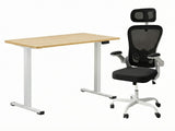 Height Adjustable Desk Set LK Oak & Molina Mesh Task Chair White+Black