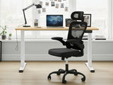 Height Adjustable Desk Set LK Oak & Molina Mesh Task Chair Black+Black