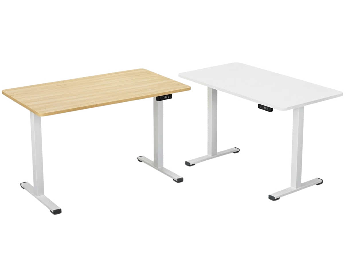 Height Adjustable Desk Set LK Oak & Height Adjustable Desk Set LK All White
