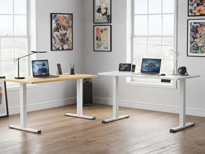 Height Adjustable Desk Set LK Oak & Height Adjustable Desk Set LK All White