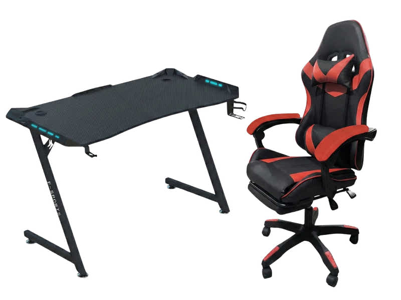 Gaming Table Z9 140cm & Faron Gaming Chair PVC Red