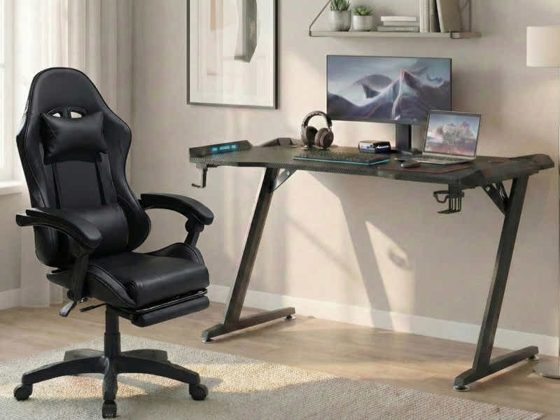Gaming Table Z9 140cm & Faron Gaming Chair PVC Black