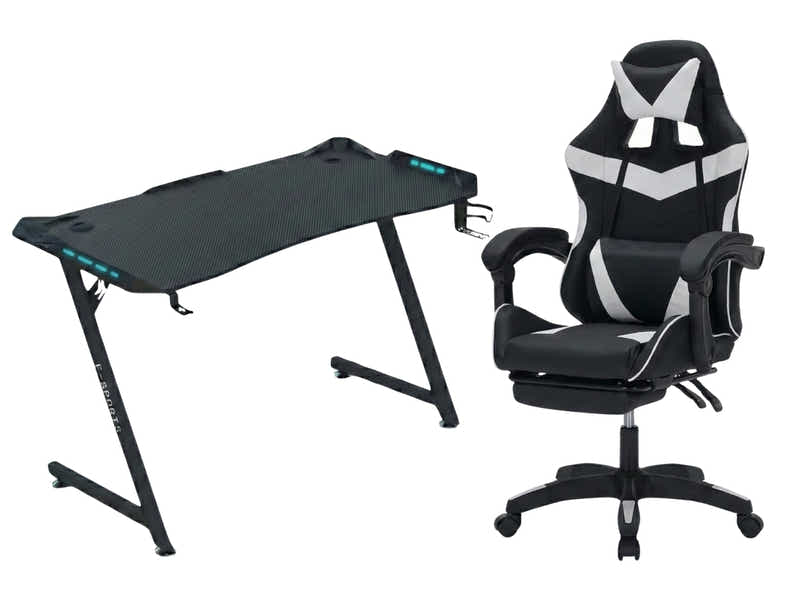 Gaming Table Z9 140cm & Faron Gaming Chair PVC White