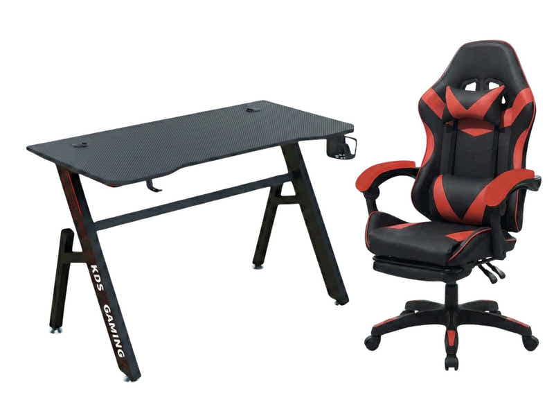 Gaming Table R6 120cm & Faron Gaming Chair PVC Red