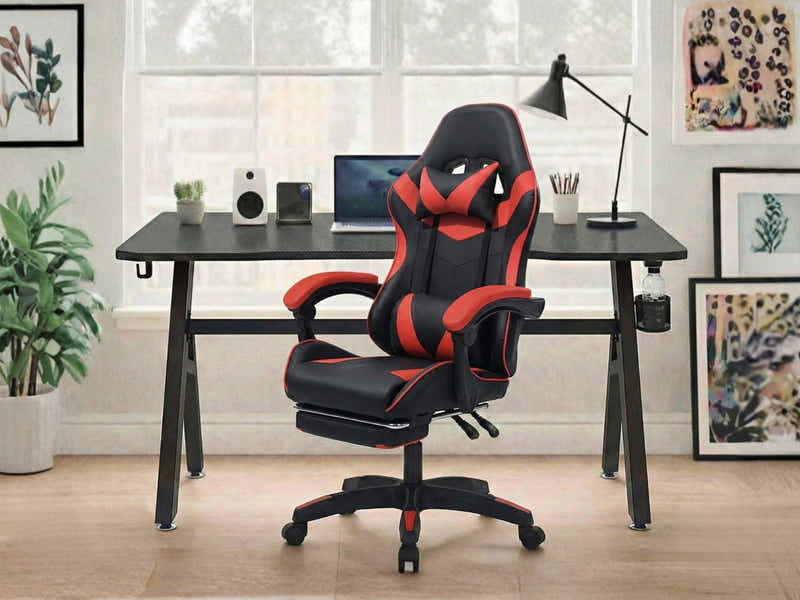 Gaming Table R6 120cm & Faron Gaming Chair PVC Red