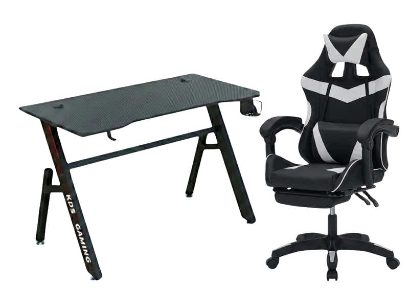 Gaming Table R6 120cm & Faron Gaming Chair PVC White