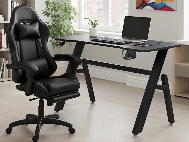 Gaming Table R6 120cm & Nicola Gaming chair PVC Black