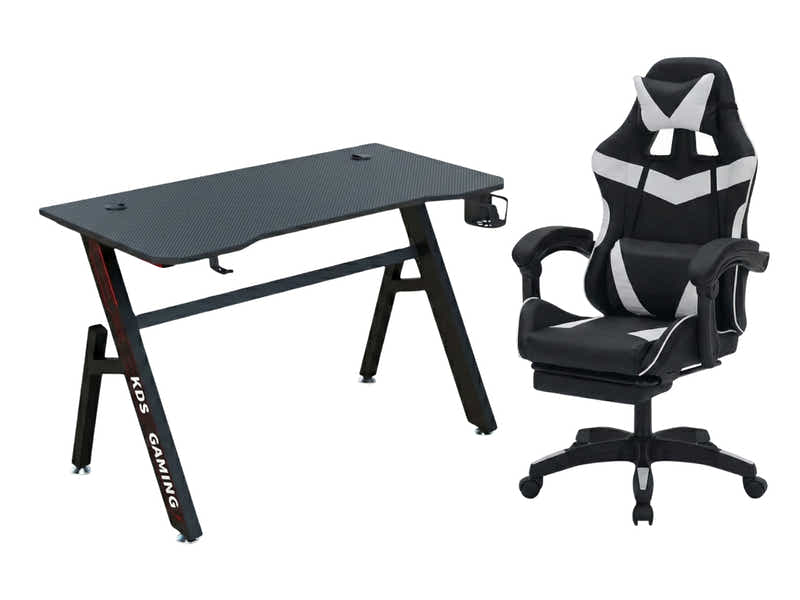 Gaming Table R6 120cm & Nicola Gaming chair PVC Black+White