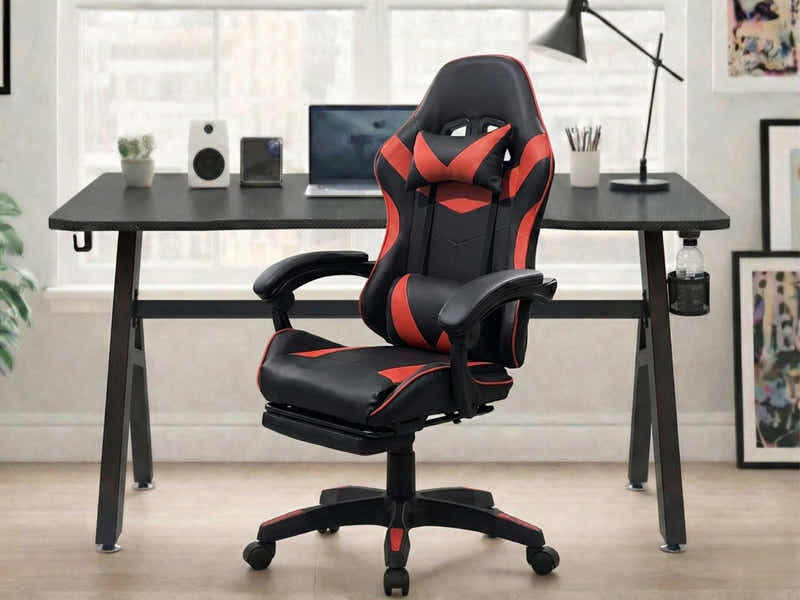 Gaming Table R6 120cm & Nicola Gaming chair PVC Black+Red