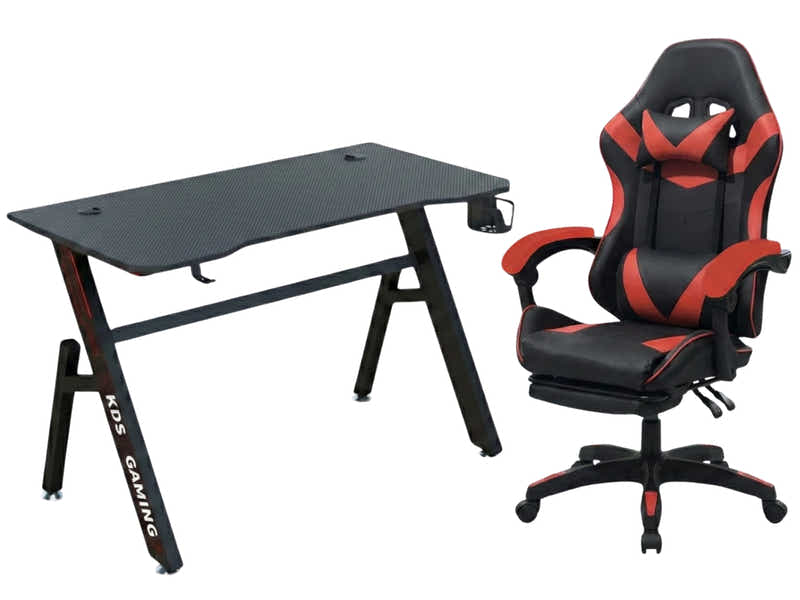Gaming Table R6 140cm & Faron Gaming Chair PVC Red