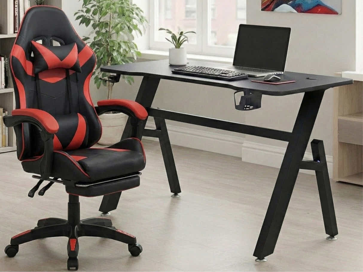 Gaming Table R6 140cm & Faron Gaming Chair PVC Red