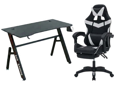 Gaming Table R6 140cm & Faron Gaming Chair PVC White