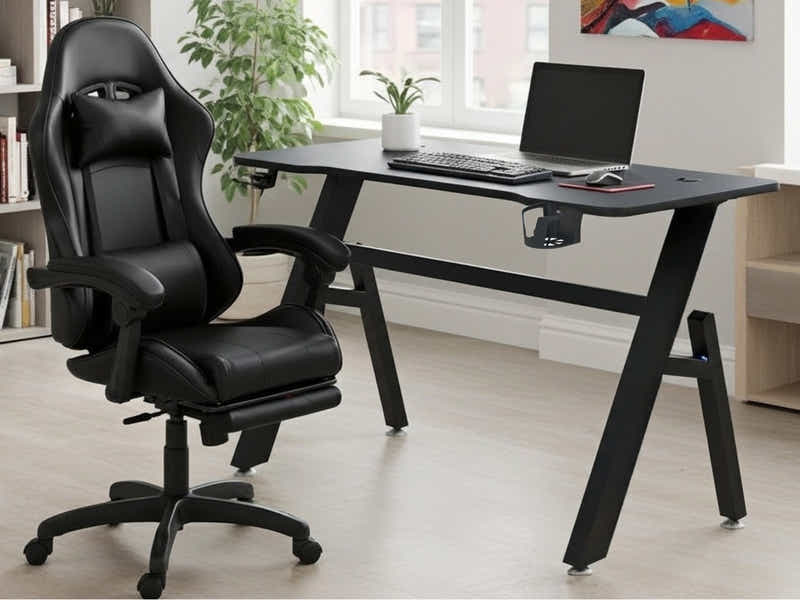 Gaming Table R6 140cm & Nicola Gaming chair PVC Black