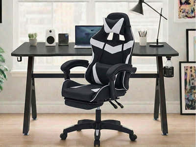 Gaming Table R6 140cm & Nicola Gaming chair PVC Black+White
