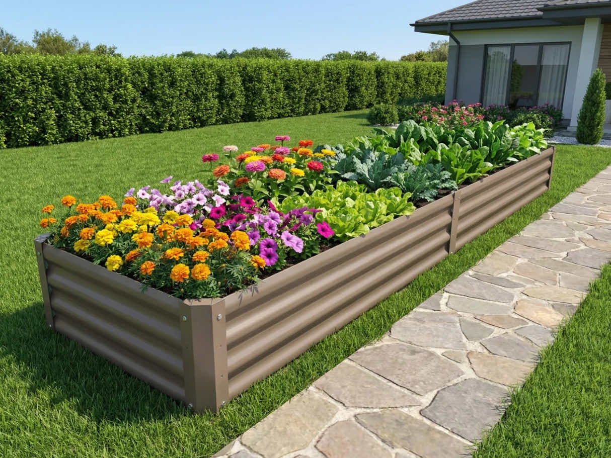 Galvanized Steel Garden Bed 240x60x30 cm