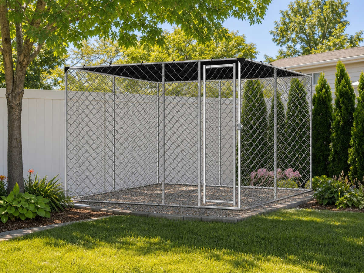 Dog Run With Shade Sail - 4m x 4m x 1.8m