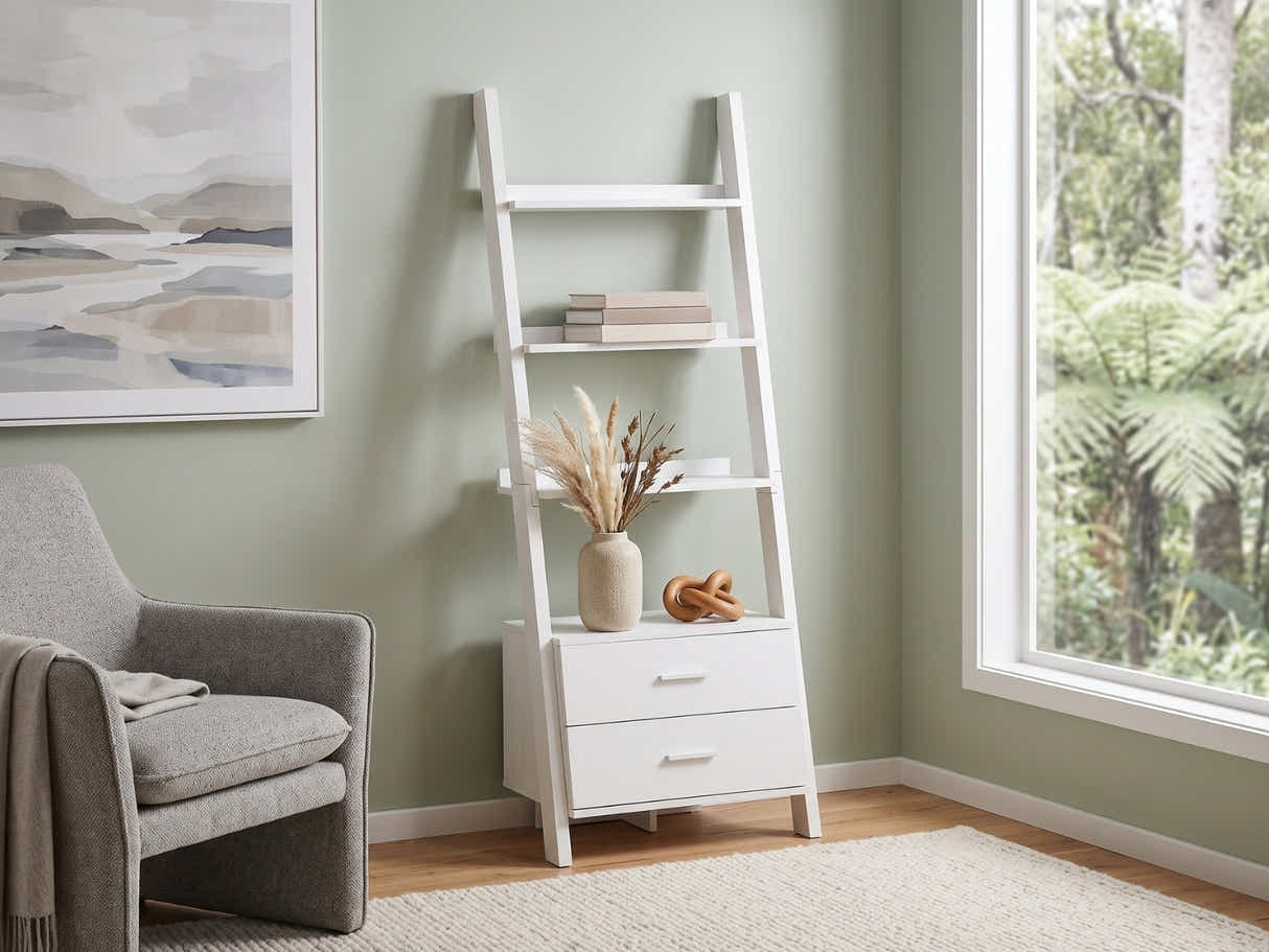 Hollow Core ladder Bookcase - White