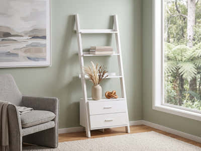 Hollow Core ladder Bookcase - White