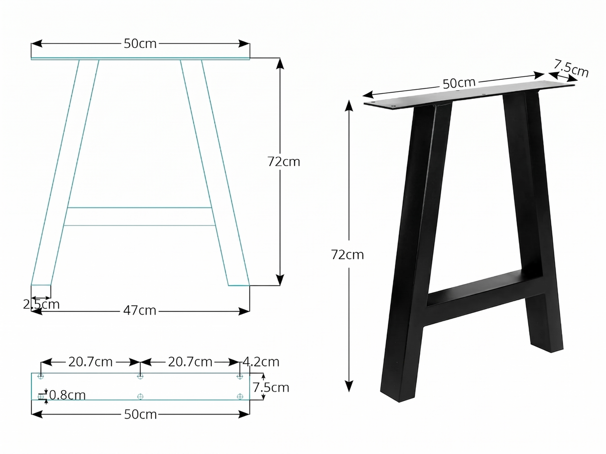 A-Shape Metal Table Legs - Set of 2