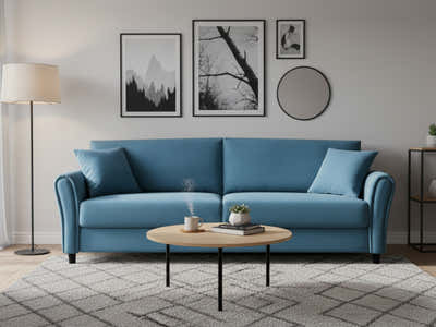 New Cozza Linen Sofa - Blue