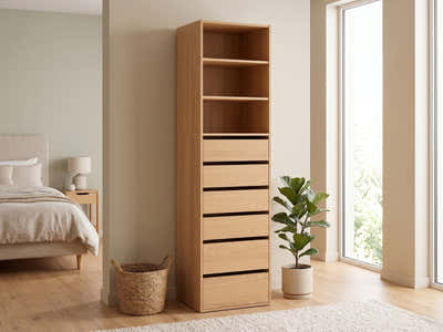 Mattone 6-Drawer Wardrobe Wood with 3 Shelves