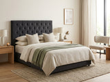 Rakel Linen Headboard Black - Double