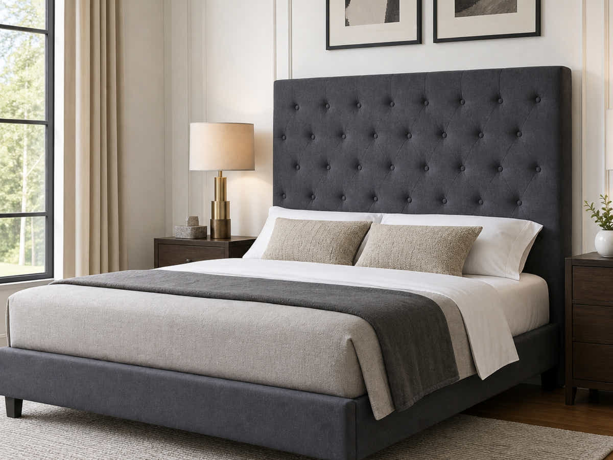 Rakel Linen Headboard Black - King