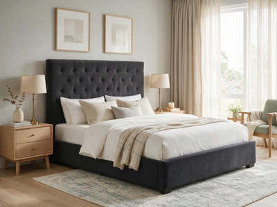 Rakel Linen Headboard Black - King