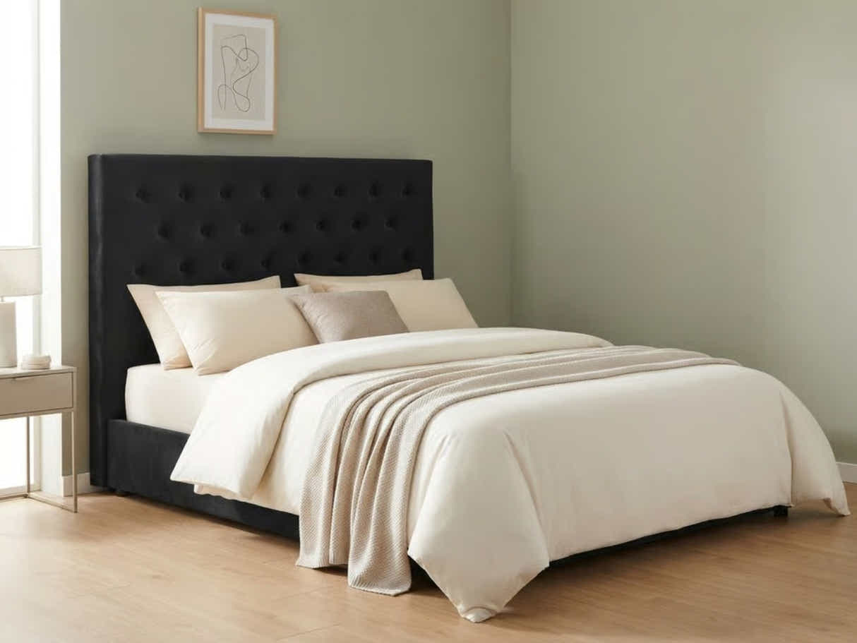 Rakel Velvet Headboard Black - Double