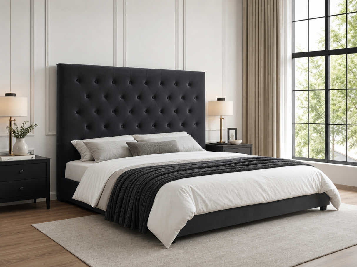 Rakel Velvet Headboard Black- King