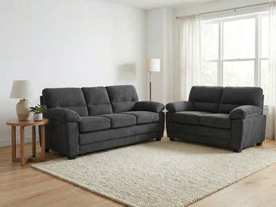Lincole Corduroy 2-Piece Sofa Set - Dark Grey