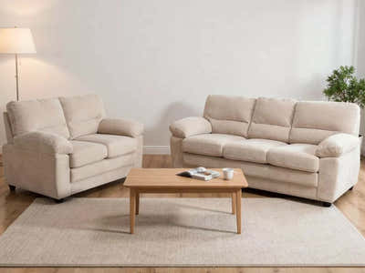 Lincole Corduroy 2-Piece Sofa Set - Beige