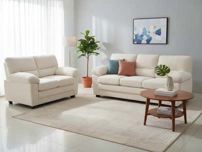 Lincole Corduroy 2-Piece Sofa Set - Beige
