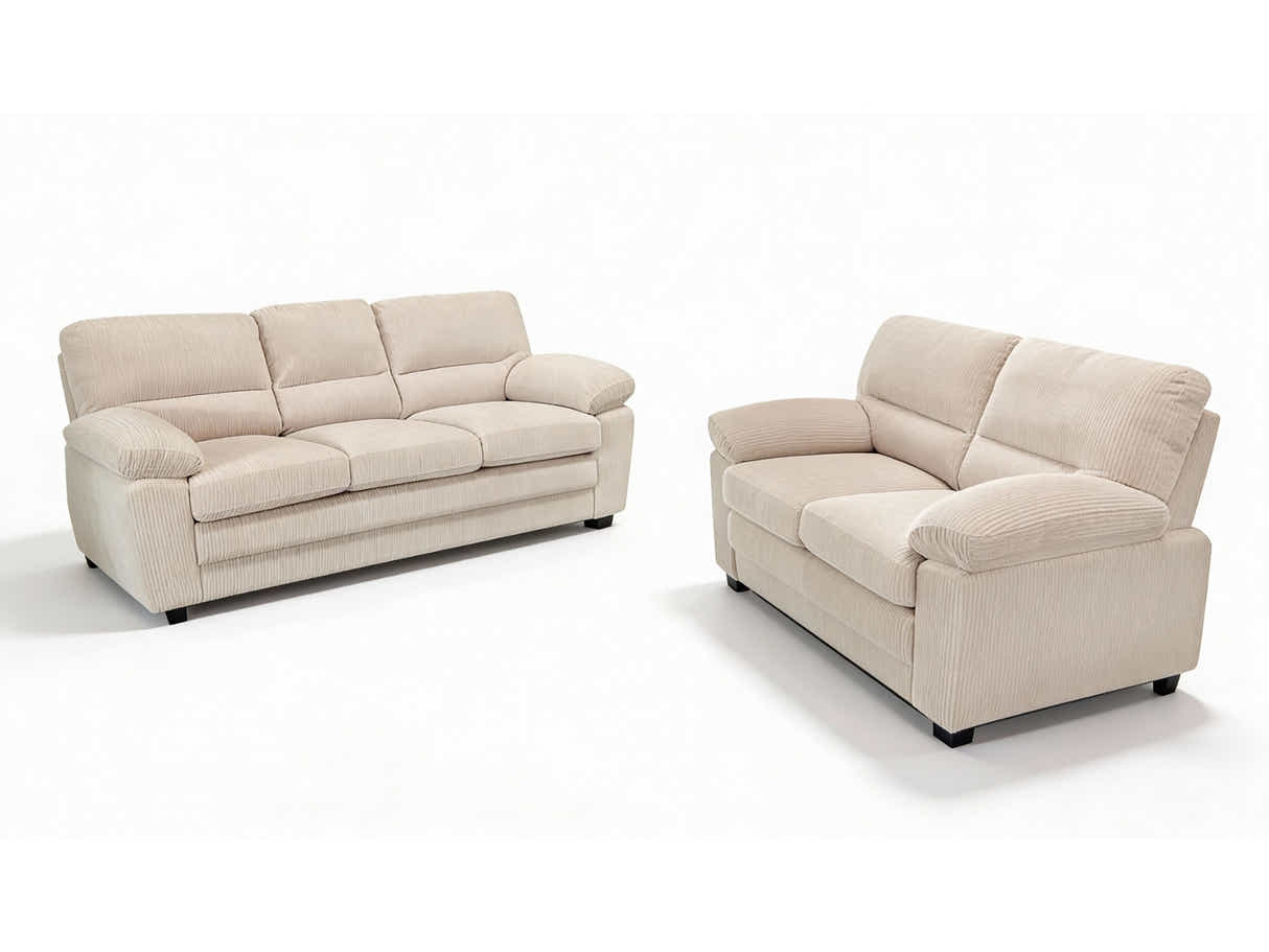 Lincole Corduroy 2-Piece Sofa Set - Beige