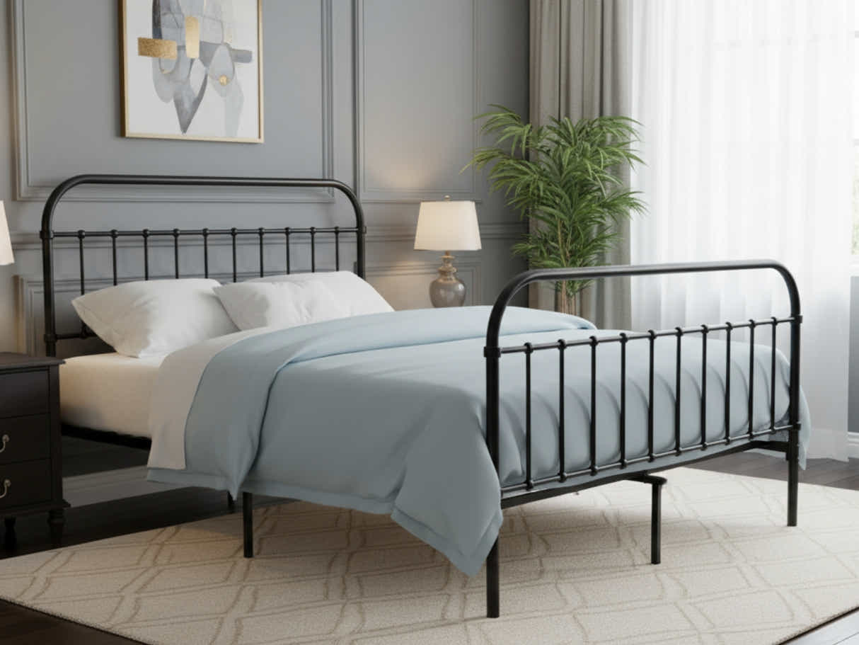 Darcy High Back Metal Bed Frame Black - King