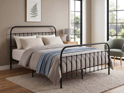 Darcy High Back Metal Bed Frame Black - King