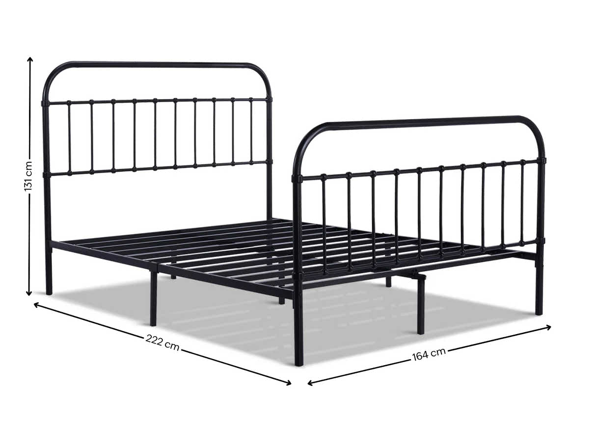 Darcy High Back Metal Bed Frame Black - King