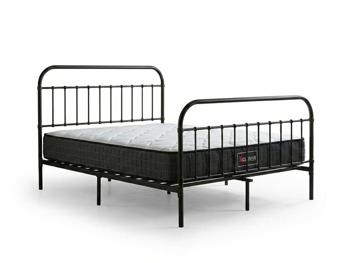 Darcy Metal Bed Frame Black & Xclusive X20 Mattress - King