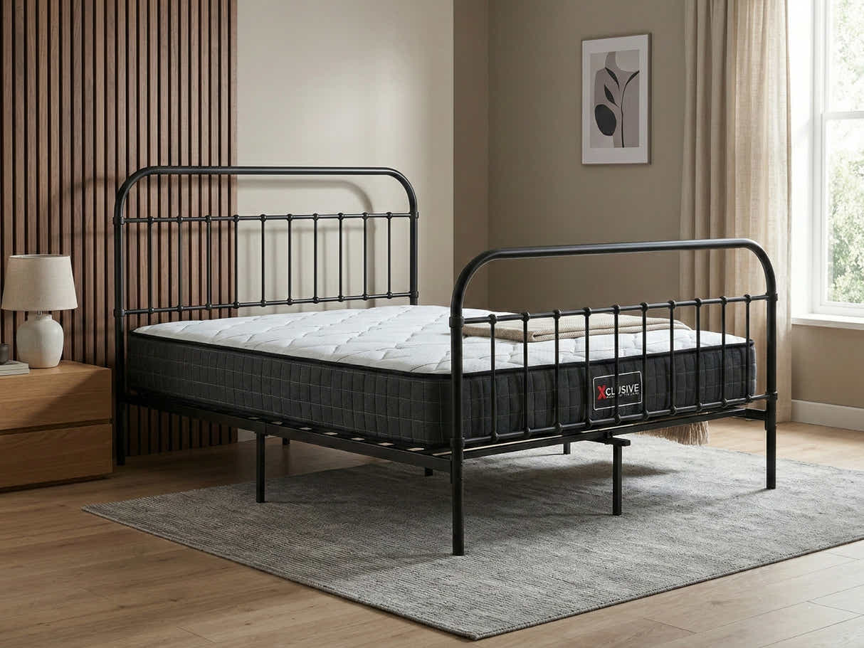 Darcy Metal Bed Frame Black & Xclusive X20 Mattress - King