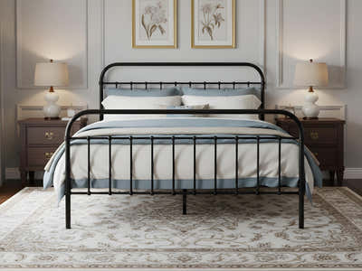 Darcy High Back Metal Bed Frame Black - Queen