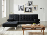Keren Velvet L-Shape Sofa Bed - Black