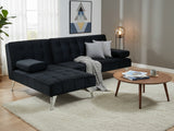 Keren Velvet L-Shape Sofa Bed - Black