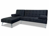 Keren Velvet L-Shape Sofa Bed - Black