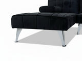 Keren Velvet L-Shape Sofa Bed - Black