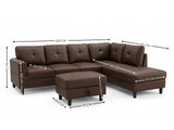 Loriece PU Leather Sofa with Ottoman - Brown